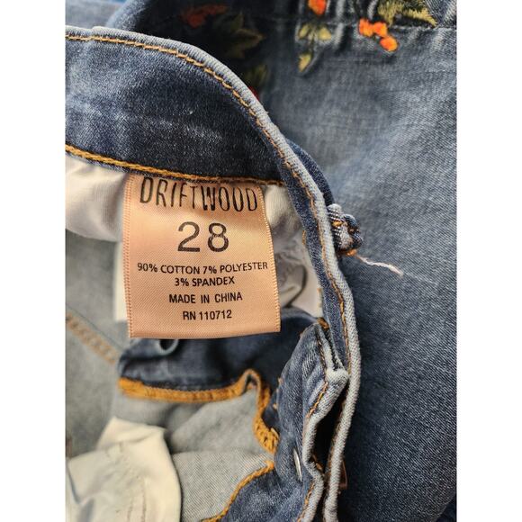 Driftwood Women's Embroidered Dark Wash Skinny Jeans 28 - Picture 6 of 11